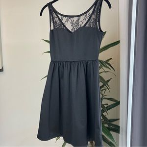 Fit n Flare Lace Black Dress with Sweetheart Neckline